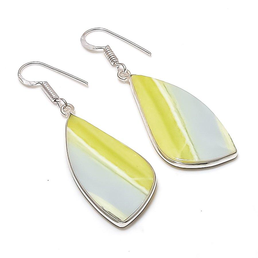 Натуральный швейцарский зеленый опал, серьга из стерлингового серебра 925 пробы, 2,09 дюйма AE-11587