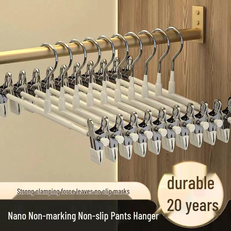 Anti-Slip Telescopic Stainless Steel Trouser and Skirt Hanger with Plastic Grip