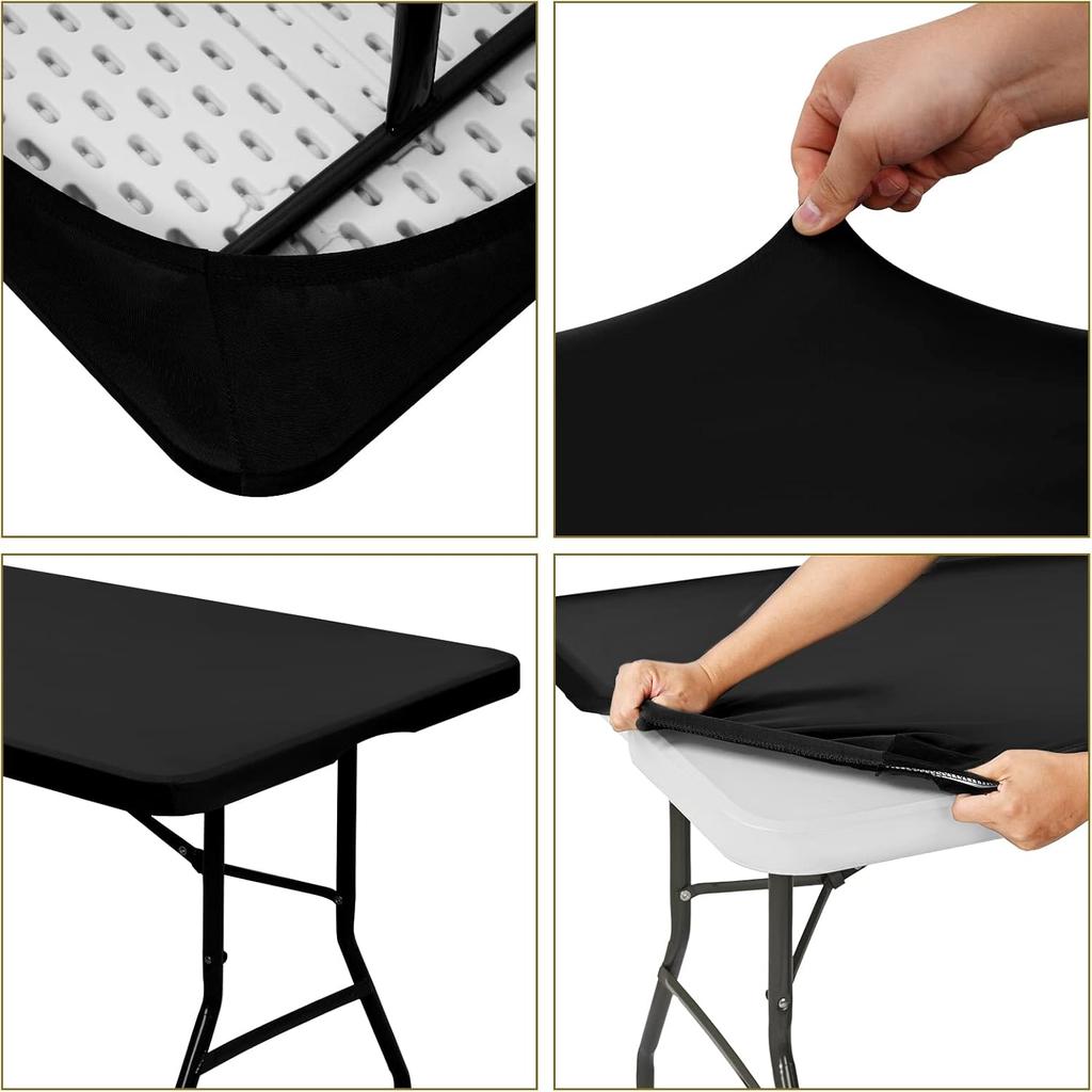 Stretch Fabric Rectangle Cloth Table Top Cap Fitted Covers for Feet Washable Polyester Elastic Home Banquet Picnic Wedding Exhibition Show 30 x 72''