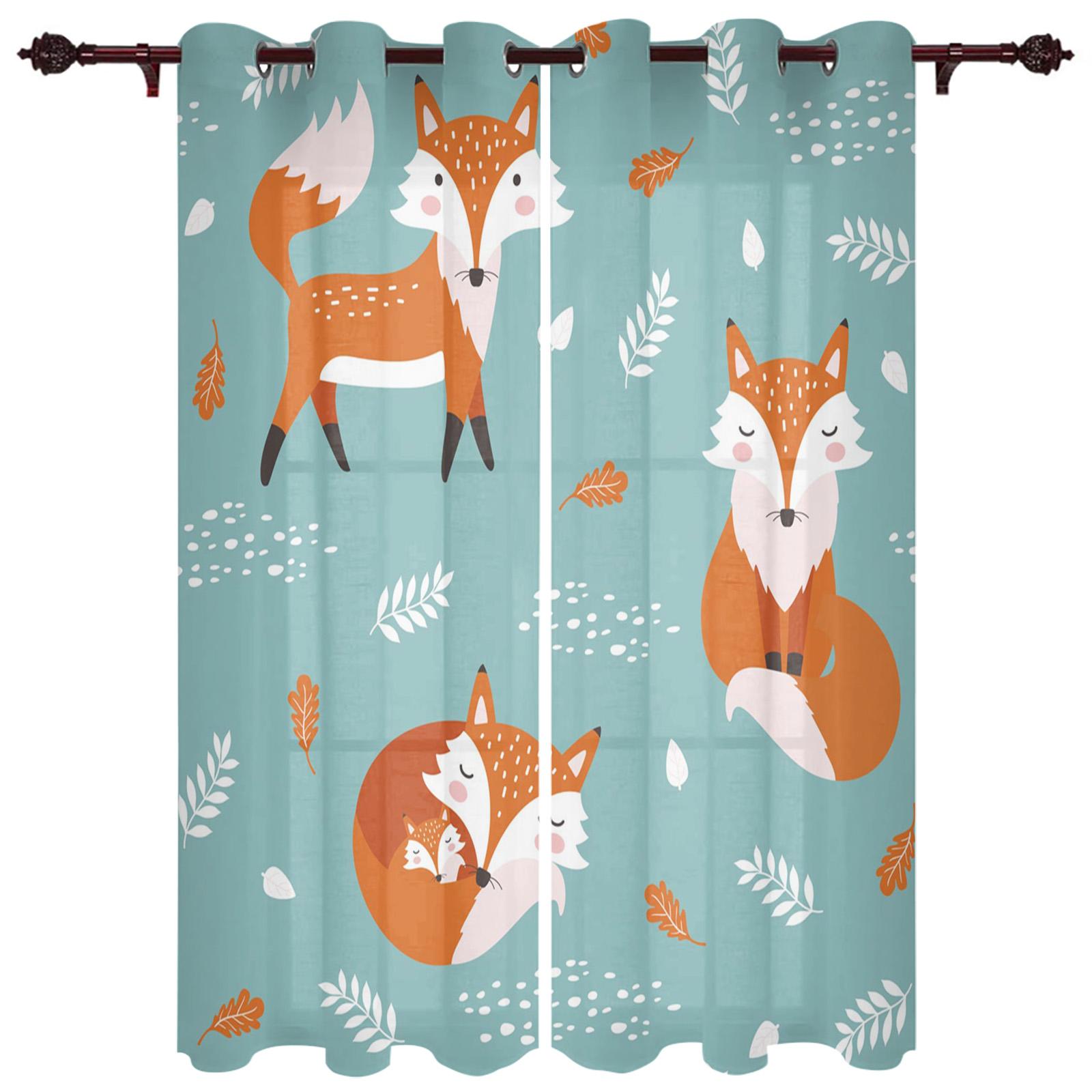 Шторы на окна с изображением красной лисы — фото 9