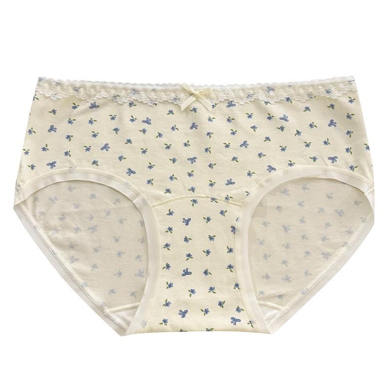Women's Spring and Summer Pure Cotton 10A Antibacterial Extended Crotch Hip Mid Waist Triangle Briefs