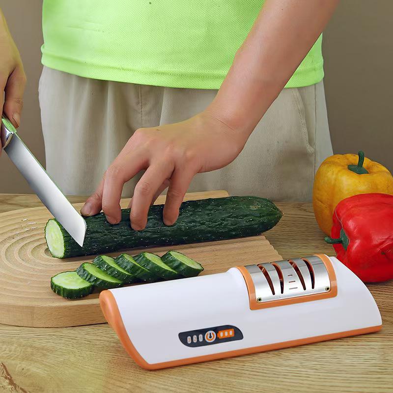 Professional Electric Kitchen Knife Sharpener - Fast, Coarse and Fine Grinding for Vegetable and Fruit Knives