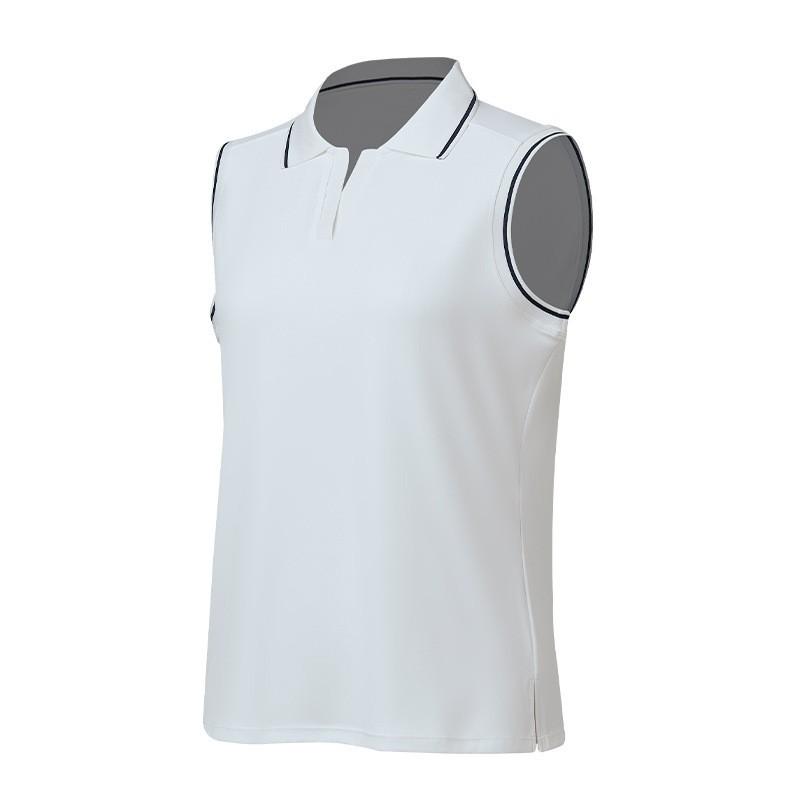 

Sleeveless Sports Vest Polo Neck Fitness Running Training Quick-drying Tennis Shirt Top V-neck Yoga Women L белый