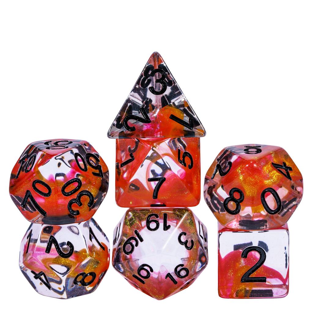 Cusdie Cool Magma DND Dice 7pcs Polyhedral Dice Set for Dungeons & Dragons Role Playing Board Games --Multiple Color Options