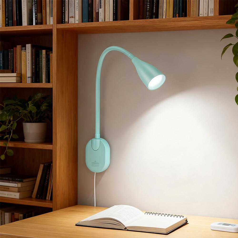 Wall Mounted Reading Light, Wall Light with Switch, 5 Dimmable & Color Temperature USB-C Output Flexible Neck Book Light for Bed
