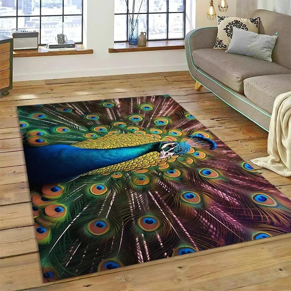 Cute Dream Bird Parrot Peacock Carpet Living Room Bathroom Decor Rug Mechanical Washable Mat Non-slip Floor Mat Entrance Doormat