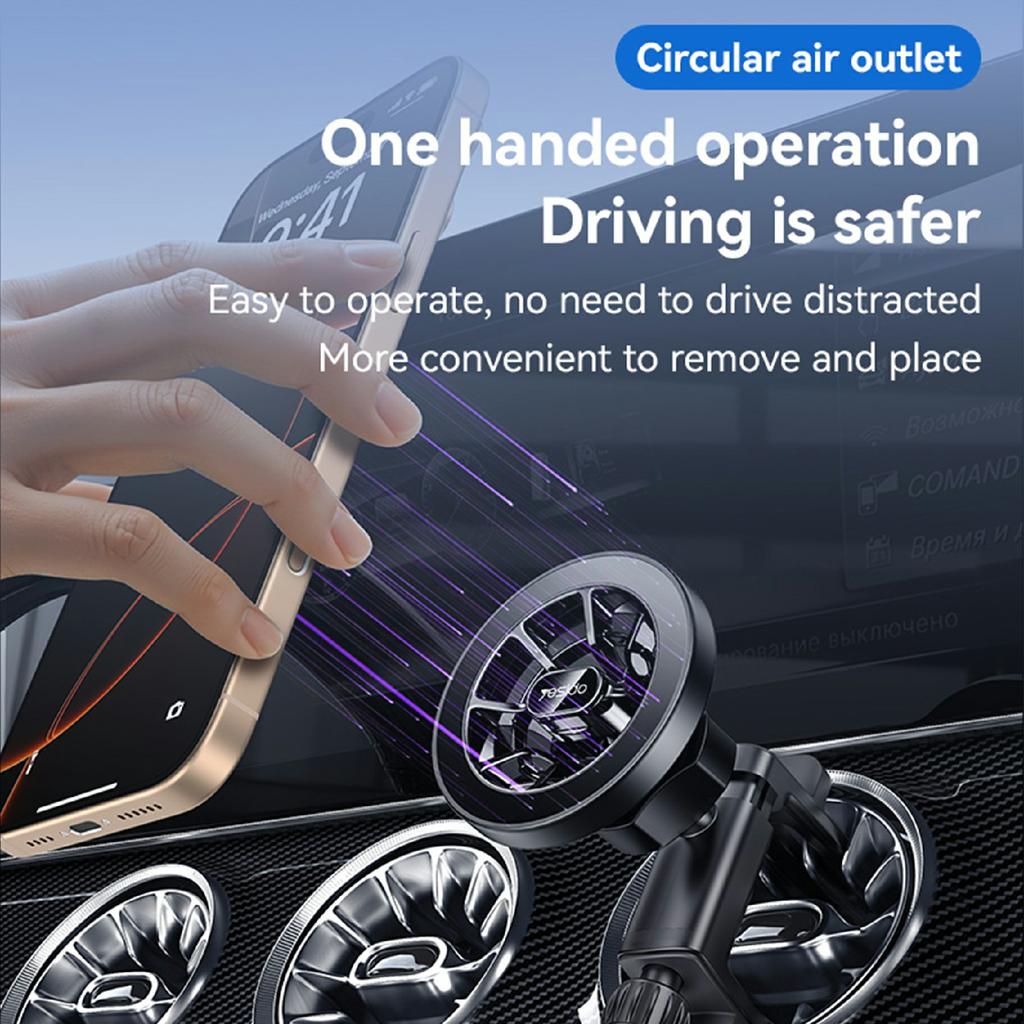 YESIDO C221 Compatible with MagSafe Car Mount Holder Circular Air Vent Compatible Stand Rotatable Adjustable Diameter