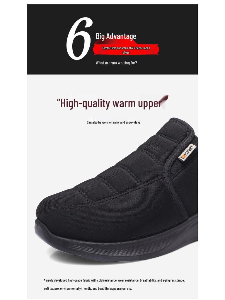 Winter Non-slip Warm Shoes for Men and Women - Thick, Velvet-lined, Waterproof, Cold-proof Cotton Shoes for Middle-aged and Elderly.