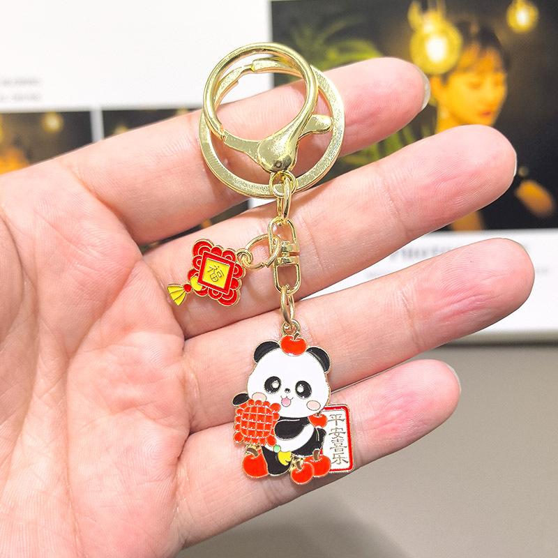 New Year's Chengdu Panda Phone Keychain Earphones USB Y2k Fashion Toys Anime Cartoon Drive Red Keychain Panda Souvenir