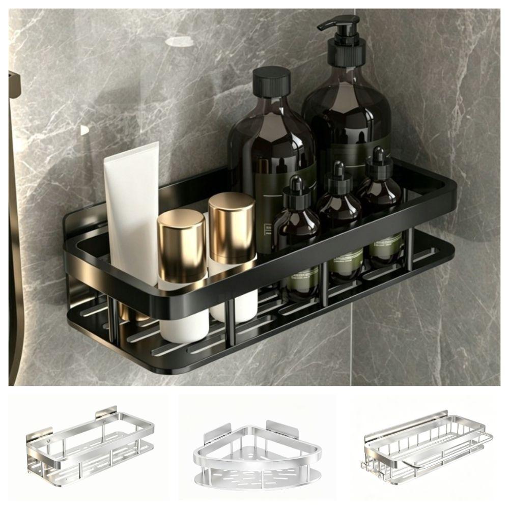 with rod Wall Mounted Shelf Heavy Duty Shower Rack Storage Accessories Storage Shelf Toilet