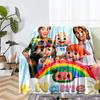 Custom Name Cocomelon Theme Printed Blanket - Perfect for Couch, Bed, Travel & Outdoor Use | Machine Washable, Cozy & Durable.