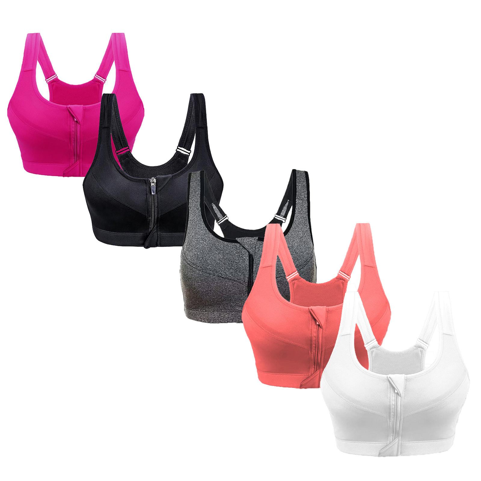 

Женский спортивный бюстгальтер для фитнеса, бега, противоударный топ на бретелях для йоги, передняя молния без стального кольца, удобный спортивный бюстгальтер XXXXXL чёрный