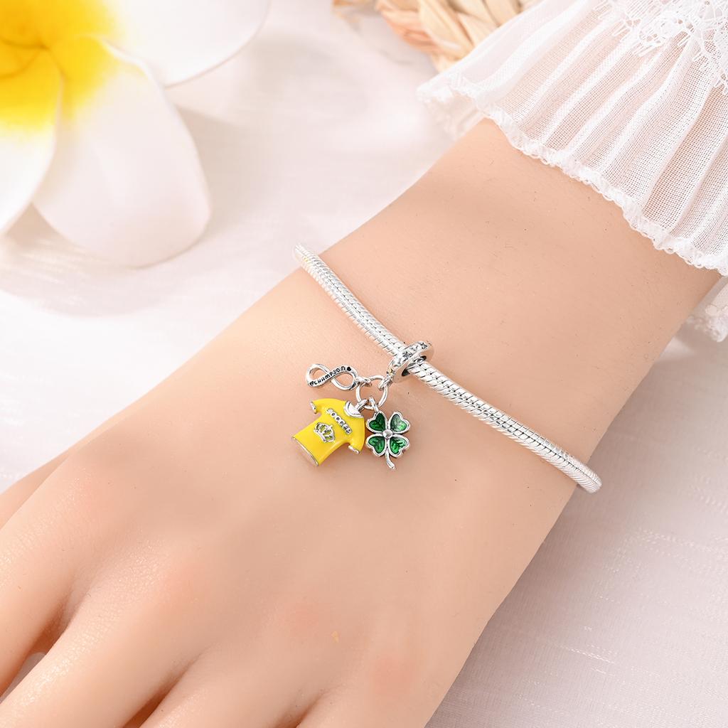 100% Copper Four Leaf Clover Lucky Numbers Soccer Charms Pendants Fit Qikaola Original Bracelets Fine Diy Jewelry