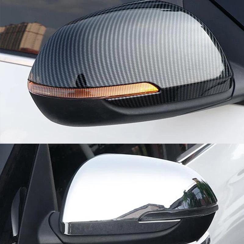 For Kia Seltos 2019 2020 2025 ABS Carbon Fiber Chrome Silver Look Car Body Door Side Mirror Cover Trim Rear View Cap Sticker