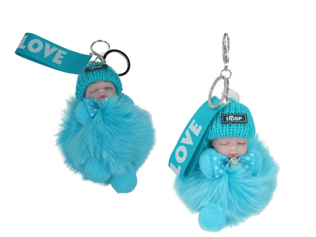 Baby Turquoise Pompom Keychain Bag Keyring Gift