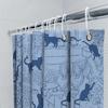Blue Feline Bathroom Curtain Set: Modern Cat Print Shower Curtain With Rings For Home Decor Perfect Gift For Animal Lovers