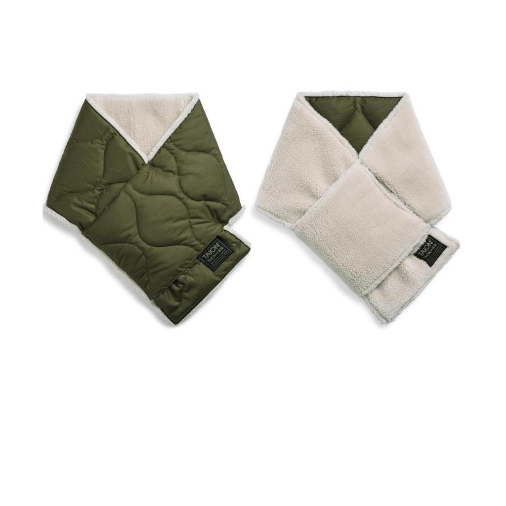 Taion Down Dark Olive X Cream R201ML-1 Muffler, Beige,