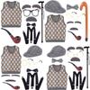 Halloween Costume Set For Kids Featuring Short Black Wig And Grandpa Beard Accessories