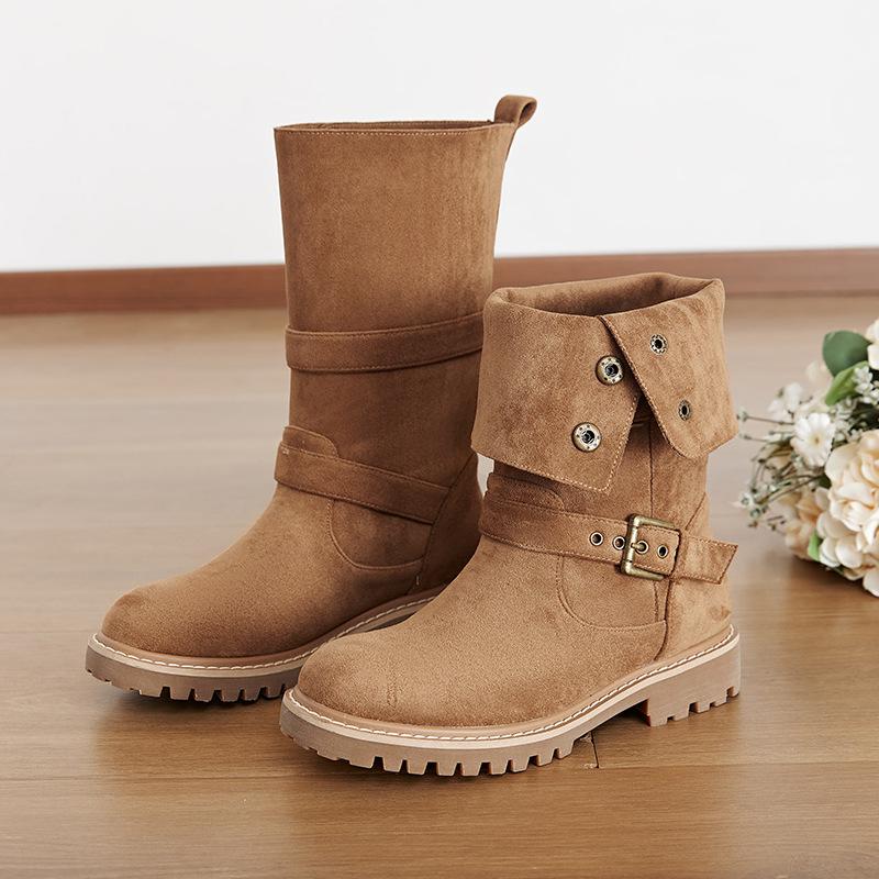 Inner heightening retro Martin boots women's autumn new models but knee two wear western short boots