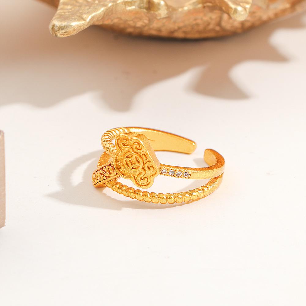 Douyin Bestseller: Copper Coin Treasure Basin Yuanbao Ring - Fashionable Gift for Girlfriend