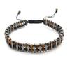 1Pcs Natural Tiger Eye Stone Hematite Adjustable Bracelet Double Hand-Woven Rows Of Beads Bracelet Men's Friendship Bracelet Jewelry