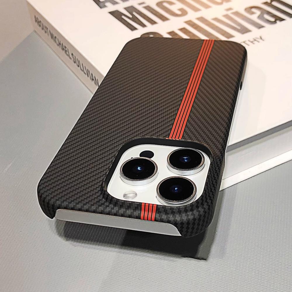 

Half-Frame Carbon Fiber Pattern Case for iPhone 17 Air 16 15 14 Plus 13 12 11 Pro Max Shockproof Ultra Thin Cooling Cover iPhone 15 Pro