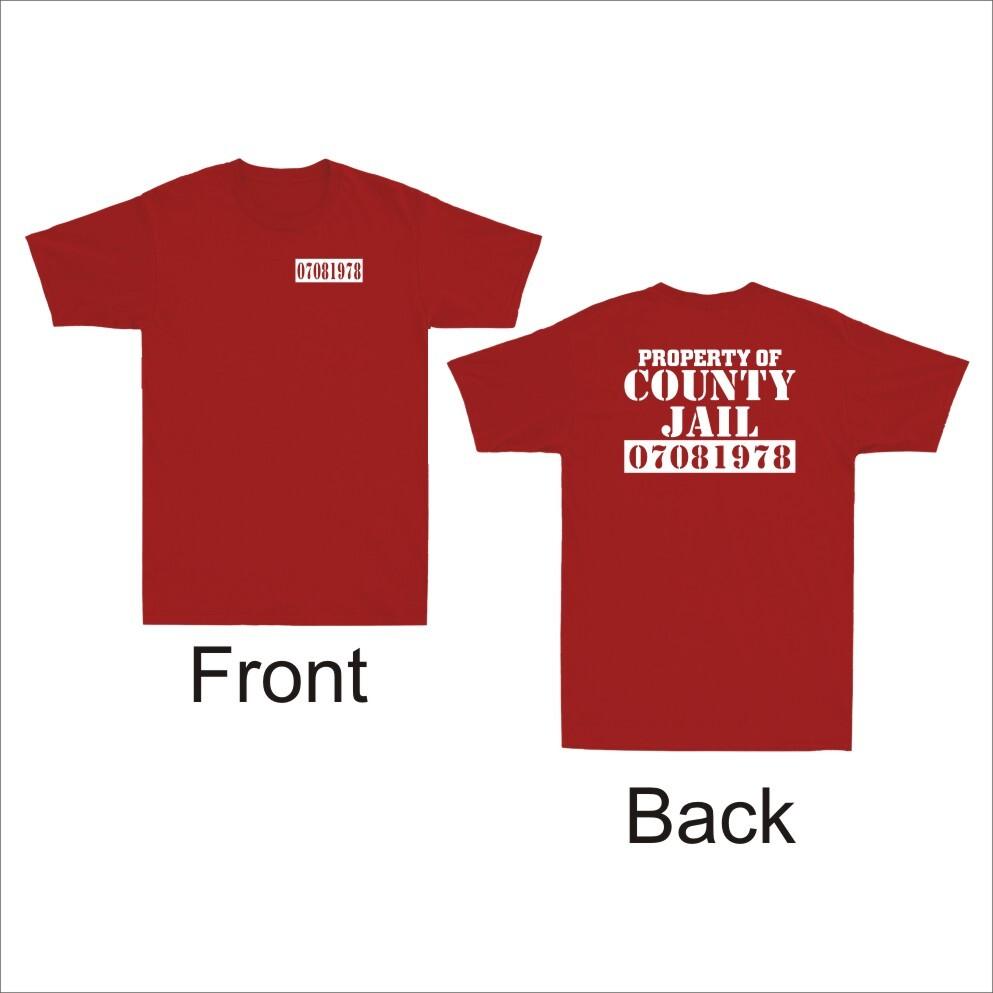 Property Of The County Jail Prison Funny Orange Front  Back Print Unisexs Tshirt