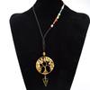 Artificial Agate Tree Of Life Pendant Necklace With Crystal Drop For Women