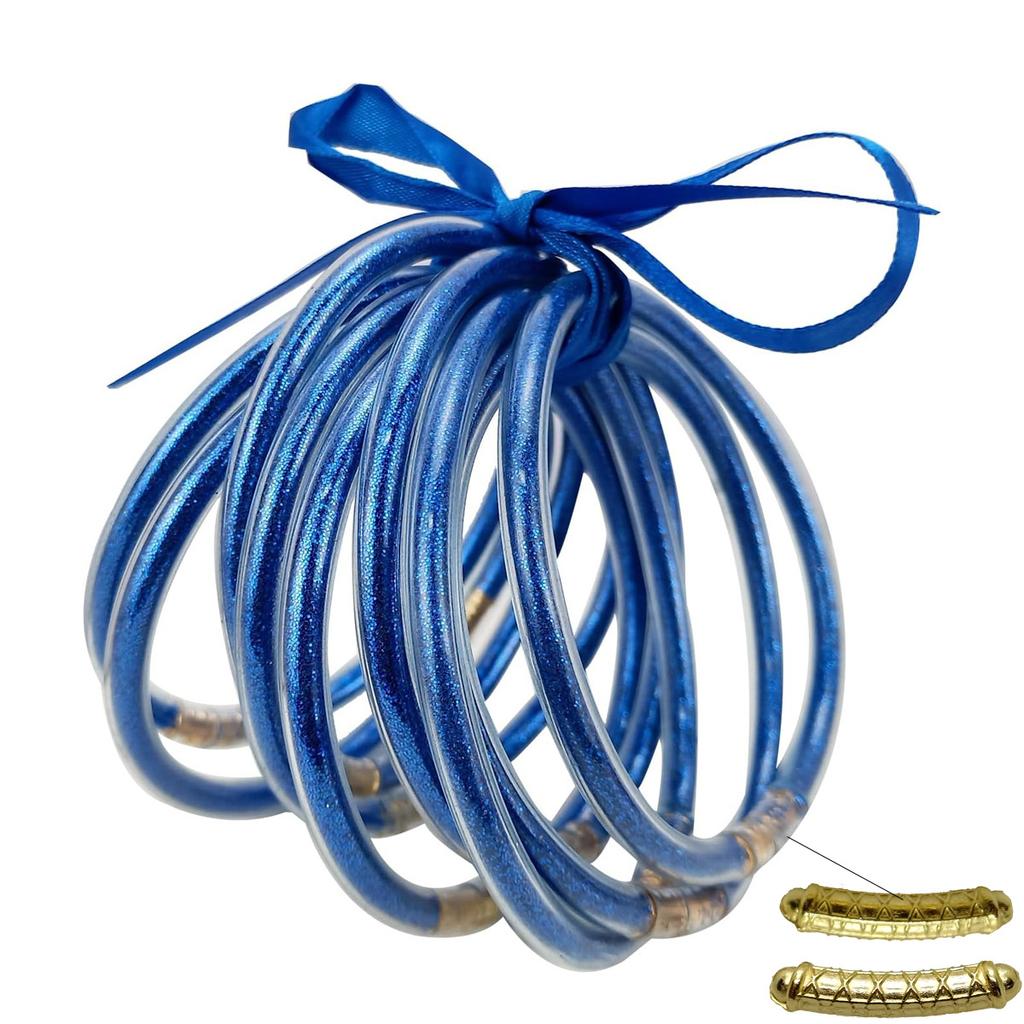 9 Stück/Set Modeschmuck Goldenes Armband Buddhistisches Jonc Armreifen Set für Damen Glitzergefülltes Jelly Silikon Buddha Mädchen Armbänder