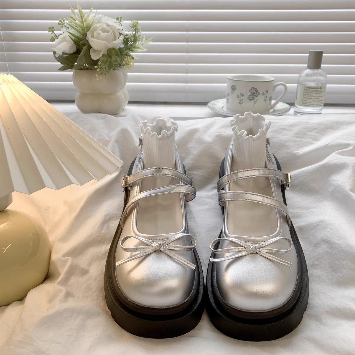 

Fashion Chunky Platform High Heels Pumps Women Bowknot Shoes 2025 Autumn Leather Buckle Mary Jane Shoes Woman Thick Heeled Lolita Shoes 40