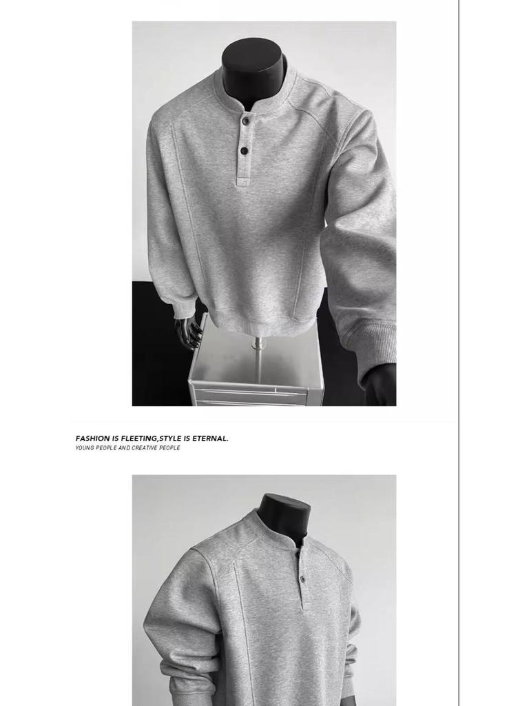 Men's Half-High Collar Hoodie: Autumn/Winter American Style, Heavyweight, Trendy Long Sleeve Top