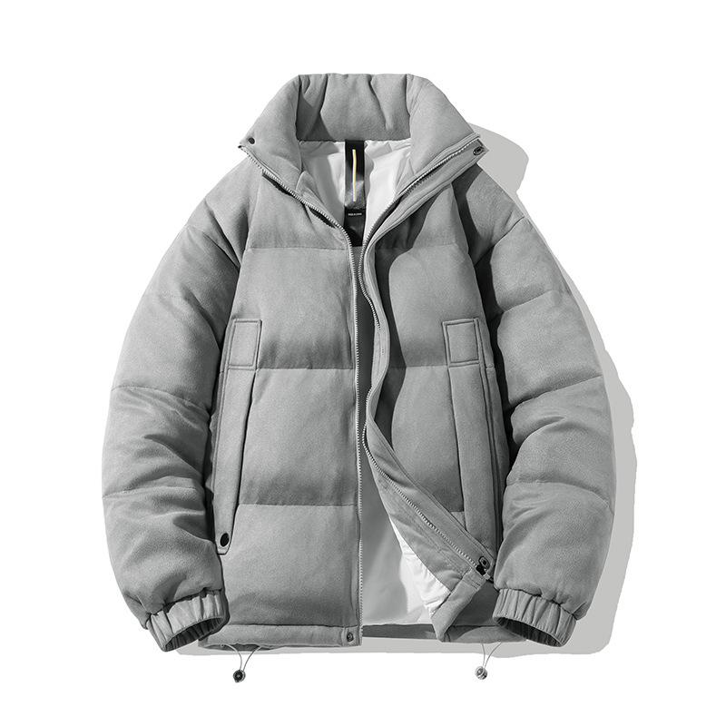 Fashionable Men's Down Jacket Winter New White Duck Down Stand Collar Suede Solid Color Short Down Jacket