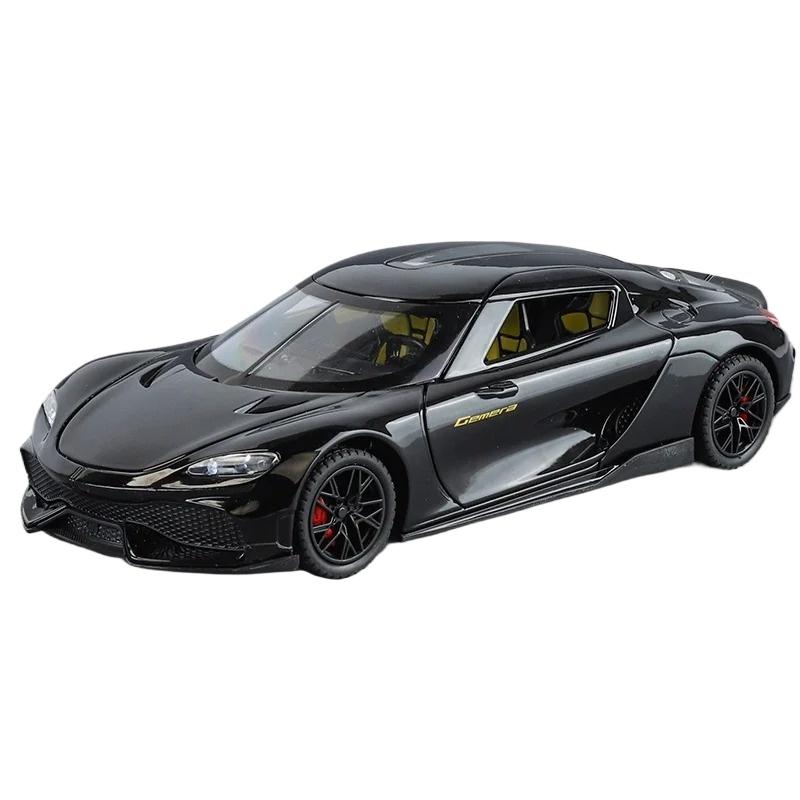 

1/24 Koenigsegg Gemera GT Суперкар Сплав Литой Металл Модель Машины Звук и Свет Хобби Коллекционные Модные Украшения Подарок для Парня чёрный