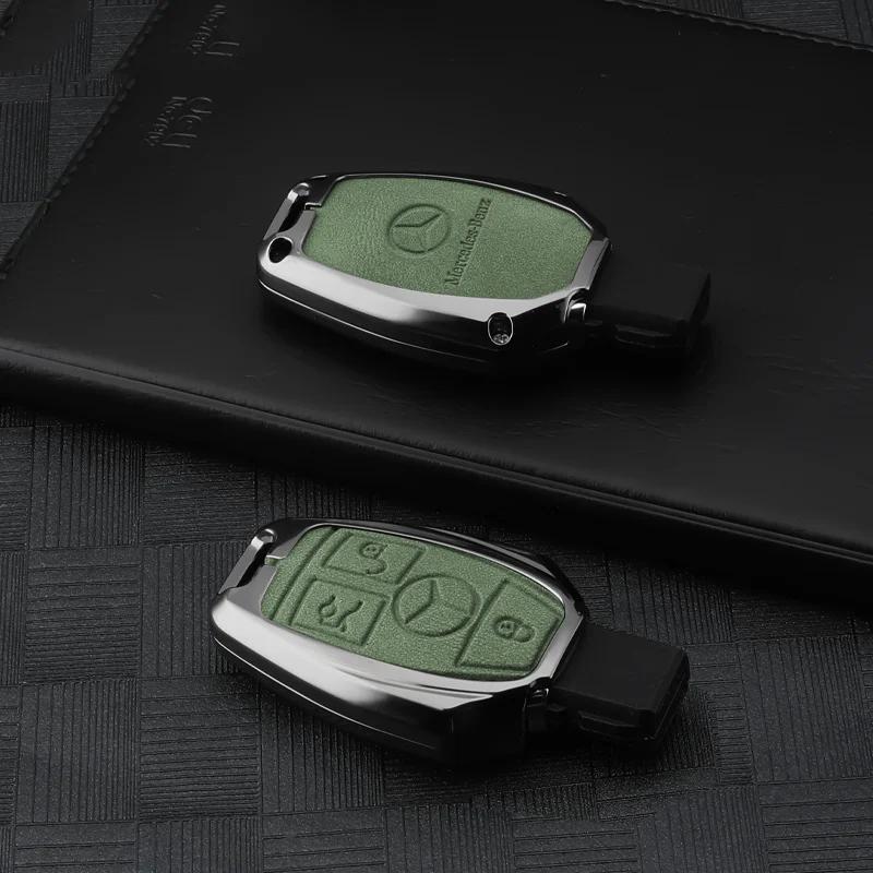 

2025 New Suede Leather Car Key Case Cover Shell for Mercedes Benz A B R G Class GLK GLA GLC GLR W204 W210 W176 W202 W463 Auto Ac