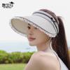 Tassel large brim sun hat summer outdoor travel sun protection hat women's plaid bow empty top hat