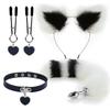 Anal Sex Toys Fox Tail Butt Plug Sexy Plush Cat Ear Headband With Bells Necklace Set Massage Sex Toys For Women Couples Cosplay