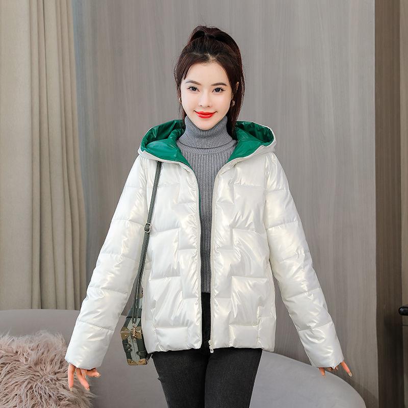 2024 Winter New Hooded Glossy Warm Thick Jacket Women Korean Down Cotton Parkas Snow Wear Coat Female Casual Loose Outwear R002