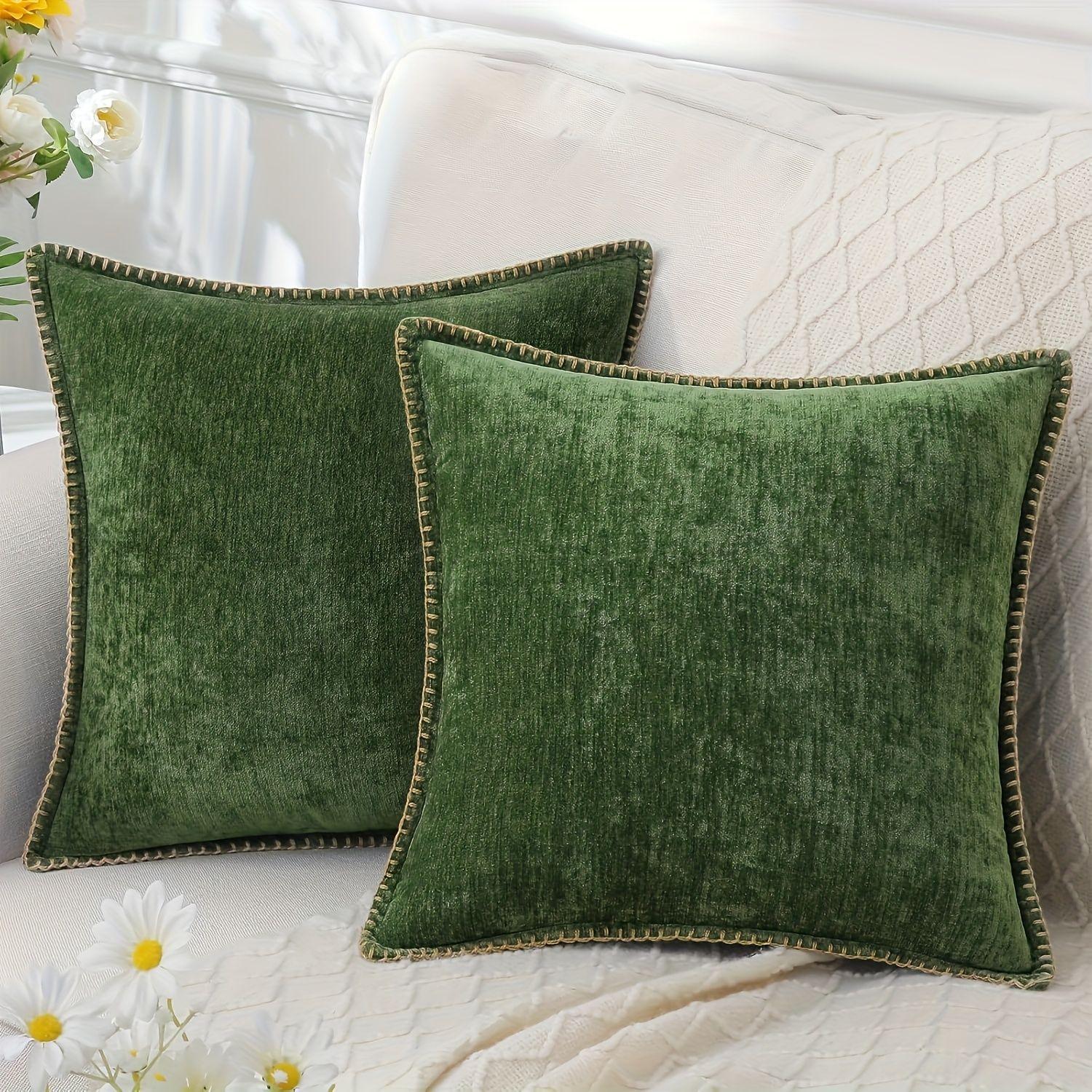 1pc Soft Chenille Pillow Cover with Stitched Edges Farmhouse Velvet Pillowcase Decorative Square Pillow Sham for Sofa and Bed 2PC 45x45cm 3590₽