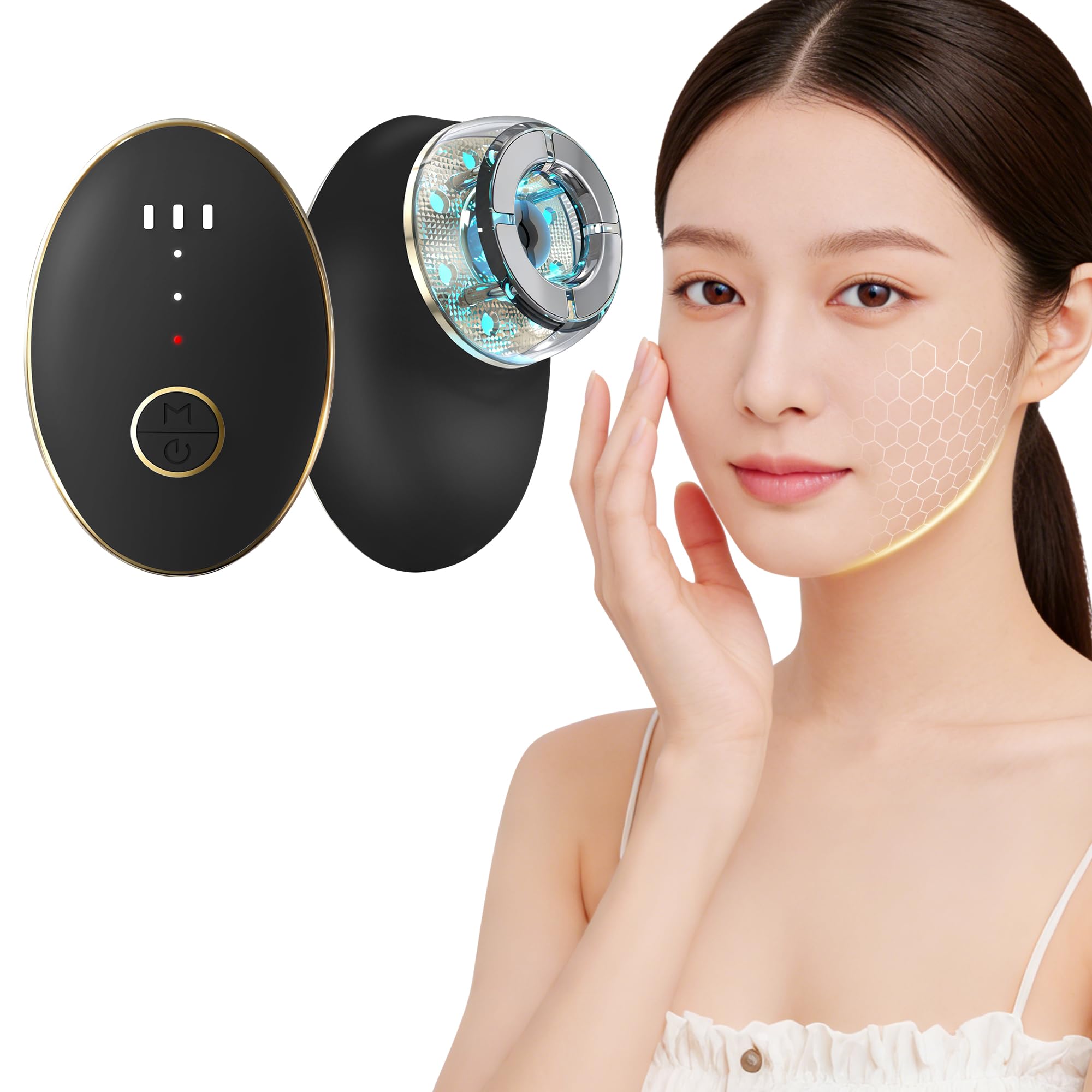 

Facial Massager with EMS Vacuum Negative Pressure Suction for External and Internal Lifting Light Beautiful Face Slimming EMS Clearer Total Day чорний