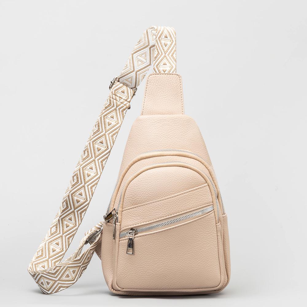 Multifunctional Travel Chest Bag Women's Fashion Zipper Handbags Trend Pu Leather Shoulder Bag Casual Soild Color Messenger Bags