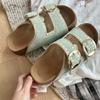 New Color~ Boken Shoes Cork 2025 Summer New Woven Drag Thick Sole Heightening Boken Sandals Soft Sole Slippers Women