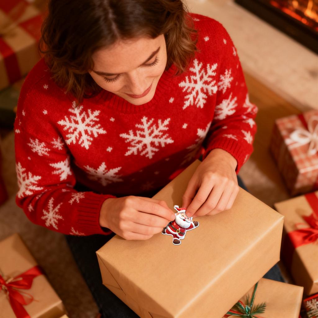 3D Jul LED Ljus Väggdekaler - Jultomte & Snöflinga Design För Festlig Party Atmosfär Dekoration, 3D Stereo & LED Glöd Effekt