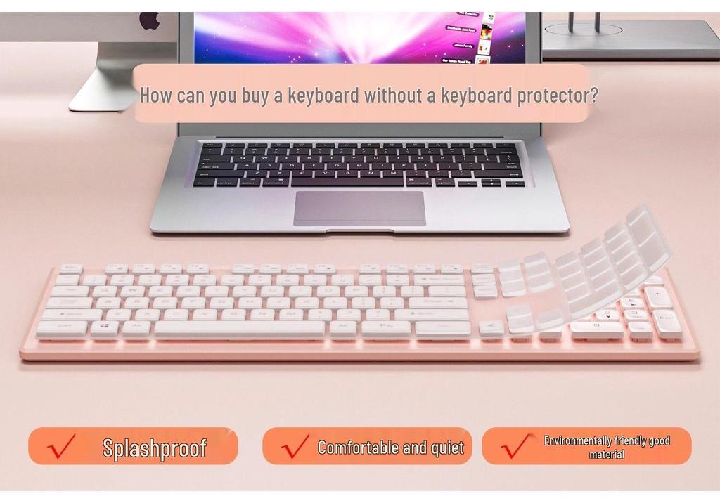 Chocolate Wireless/Wired Keyboard & Silent Mouse Set - Cute, Universal Laptop Accessory for Home & Office