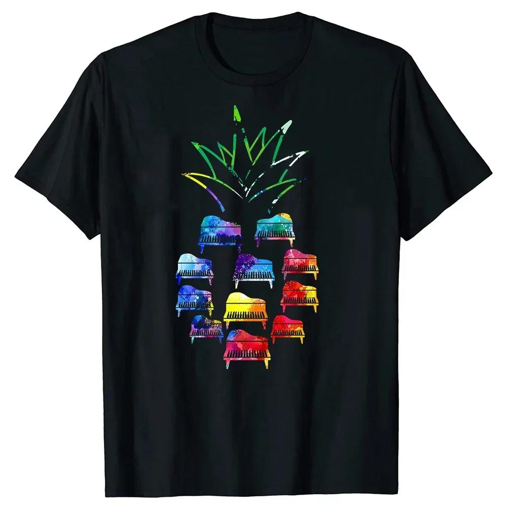 

Piano Pineapple Music Lover Graphic Tee Breathable Short Sleeve Cotton TShirt for Pianists S