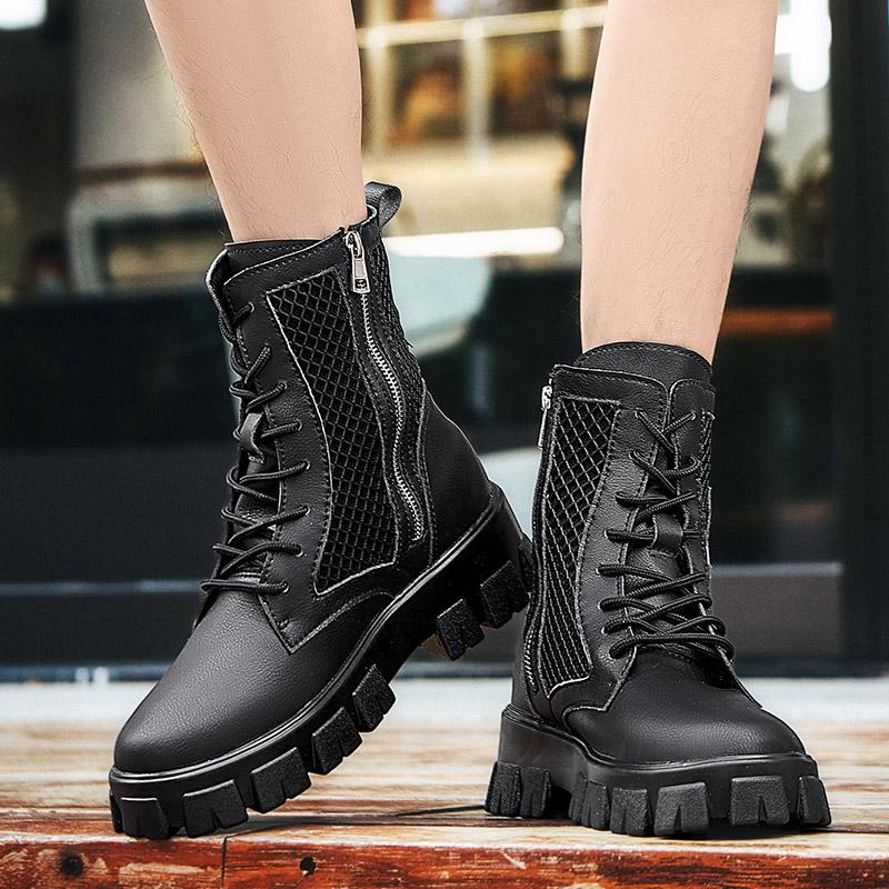 Men Boots Motorcycle Casual Shoes New Man Leather Minimalist Classic Punk Female Mary Jane Goth Shoes Platform Boots Men