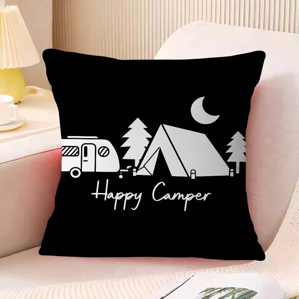 Happy Camper Kissenbezug Cartoon Geschenk Kissenbezug Schlafzimmer Zuhause Sofa Stuhl Sitz Dekor Kissenbezug