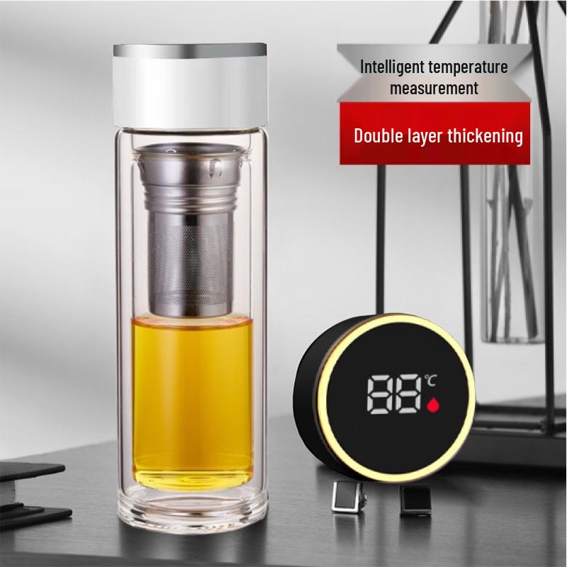 MingZhanXuan Smart Temperature Double-Layer Glass Tea Infuser Bottle