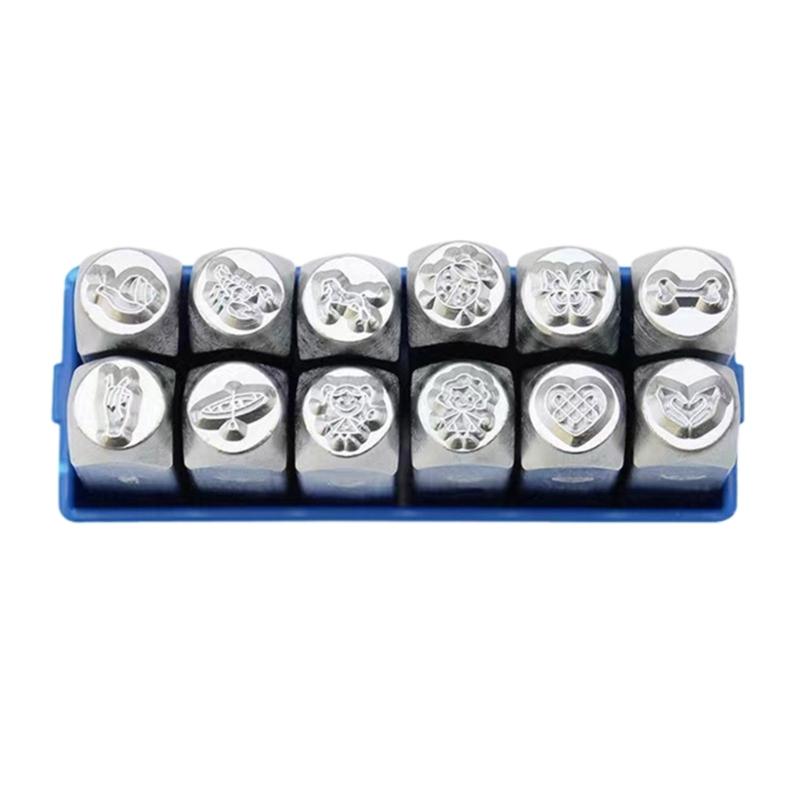 12Pcs Engraving Equipment Set Metal Anvil Chisel Set Jewelry Carving Tool Metal Chisels Steel Texture for Jewelry Making