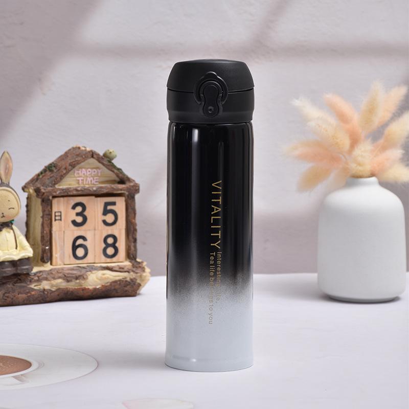 Ins Wind Gradual Change Color Stainless Steel Thermos Cup Creative Boys and Girls Bounce Cup Office Daily Drinking Straight Cup