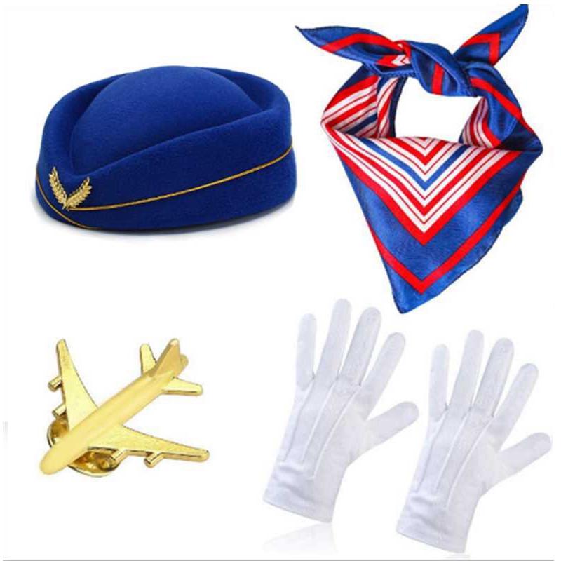Pilot Attendant Flight Uniform Sunglasses Set Costume Accessories Cosplay Party